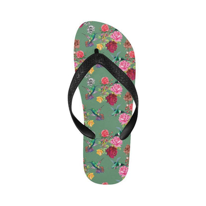 Hummingbird with Rose Themed Print Flip Flops-JTAMIGO.COM