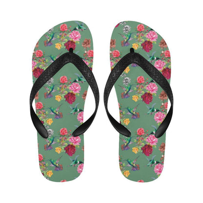 Hummingbird with Rose Themed Print Flip Flops-JTAMIGO.COM