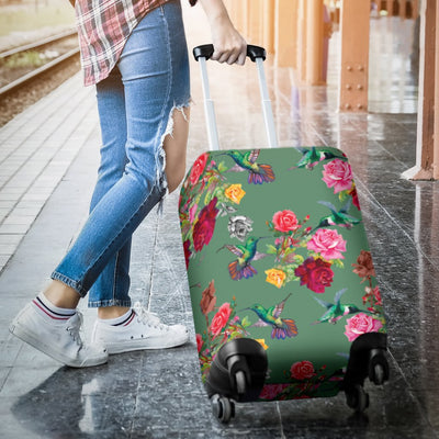Hummingbird With Rose Themed Print Luggage Cover Protector