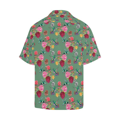 Hummingbird with Rose Themed Print Men Aloha Hawaiian Shirt