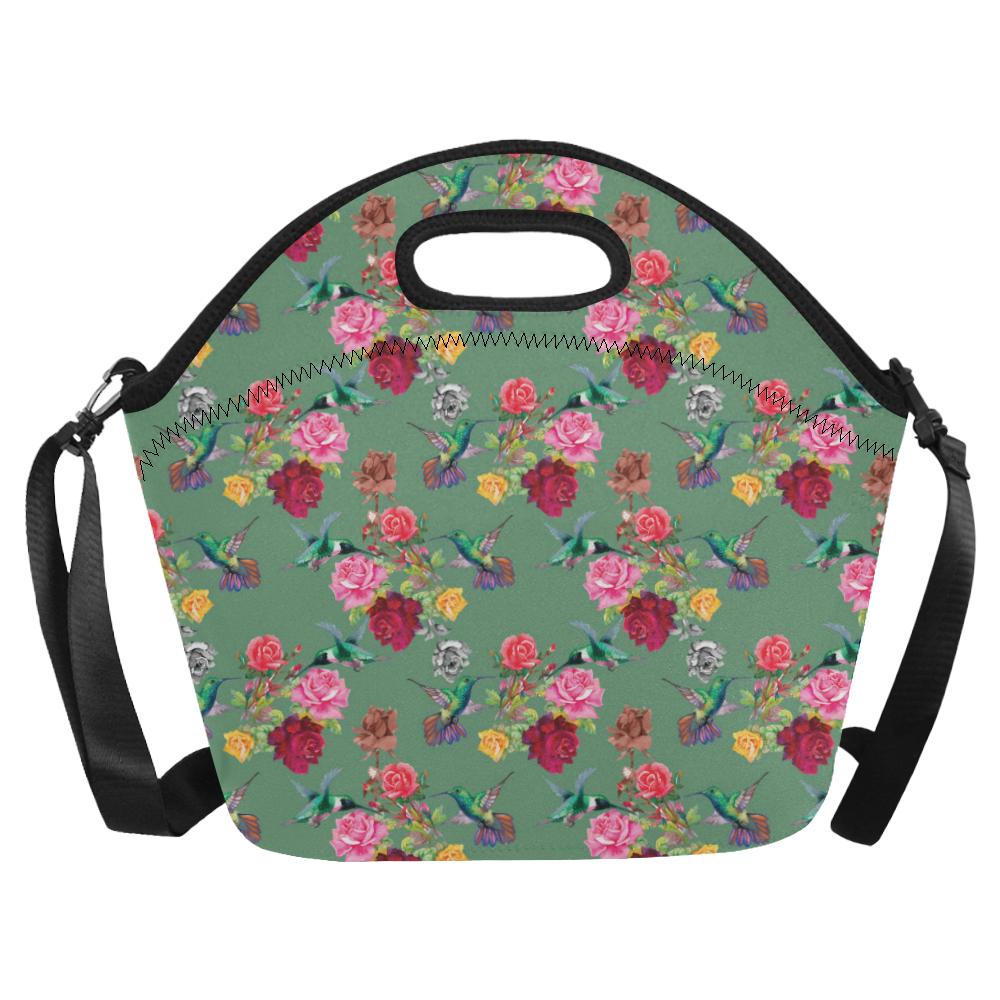 Hummingbird with Rose Themed Print Neoprene Lunch Bag (Model 1669)(Large)-JTAMIGO.COM