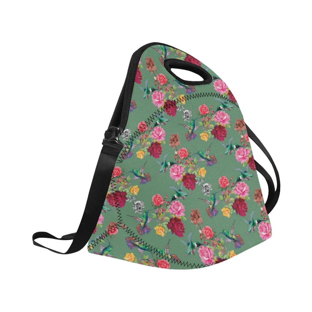 Hummingbird with Rose Themed Print Neoprene Lunch Bag (Model 1669)(Large)-JTAMIGO.COM