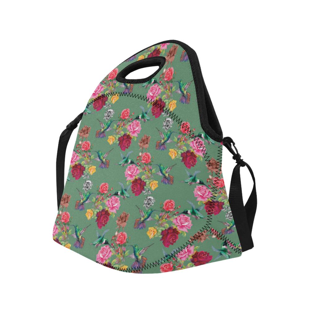 Hummingbird with Rose Themed Print Neoprene Lunch Bag (Model 1669)(Large)-JTAMIGO.COM