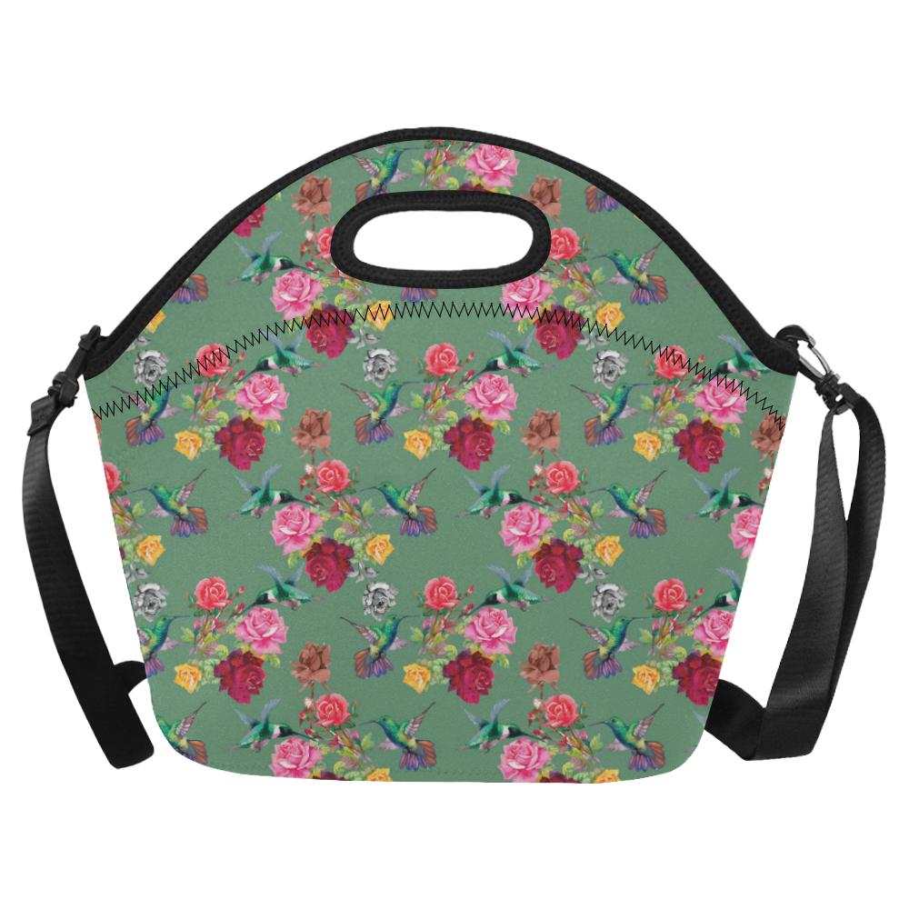 Hummingbird with Rose Themed Print Neoprene Lunch Bag (Model 1669)(Large)-JTAMIGO.COM