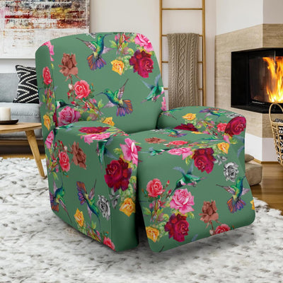 Hummingbird with Rose Themed Print Recliner Slipcover-JTAMIGO.COM