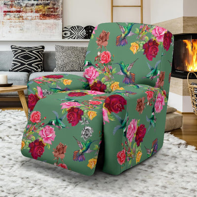 Hummingbird with Rose Themed Print Recliner Slipcover-JTAMIGO.COM