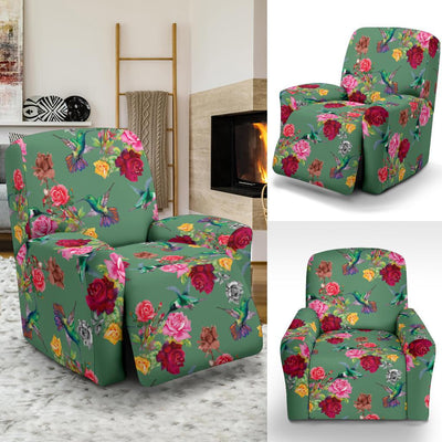 Hummingbird with Rose Themed Print Recliner Slipcover-JTAMIGO.COM