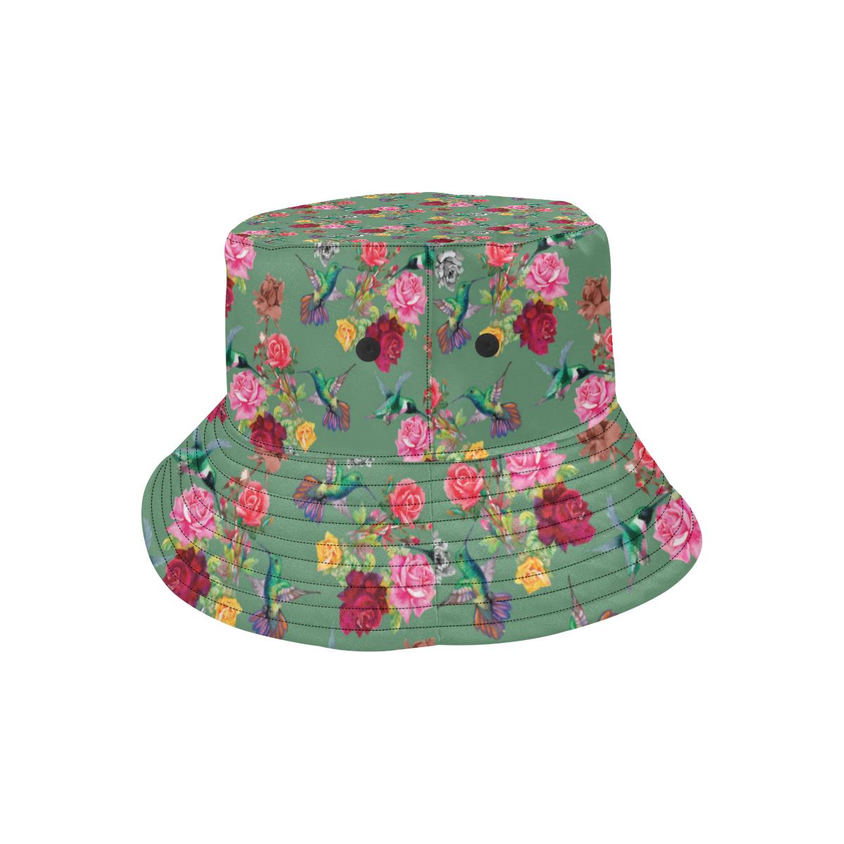 Hummingbird with Rose Themed Print Unisex Bucket Hat