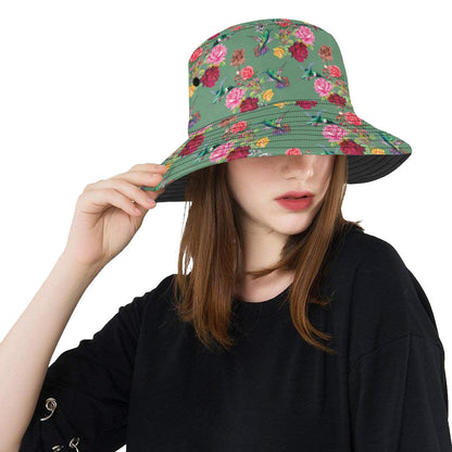 Hummingbird with Rose Themed Print Unisex Bucket Hat