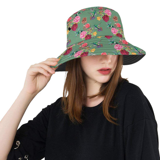 Hummingbird with Rose Themed Print Unisex Bucket Hat