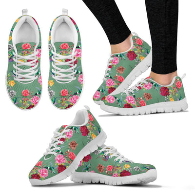 Hummingbird With Rose Themed Print Women Sneakers Shoes