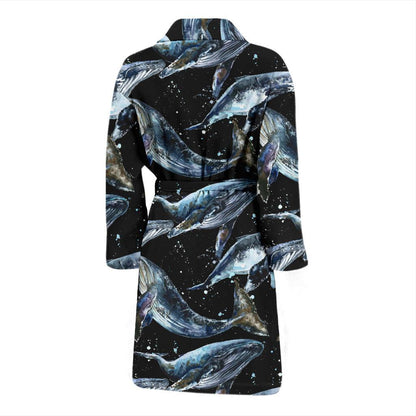 Humpback Whale Pattern Print Design 01 Men Bathrobe-JORJUNE.COM