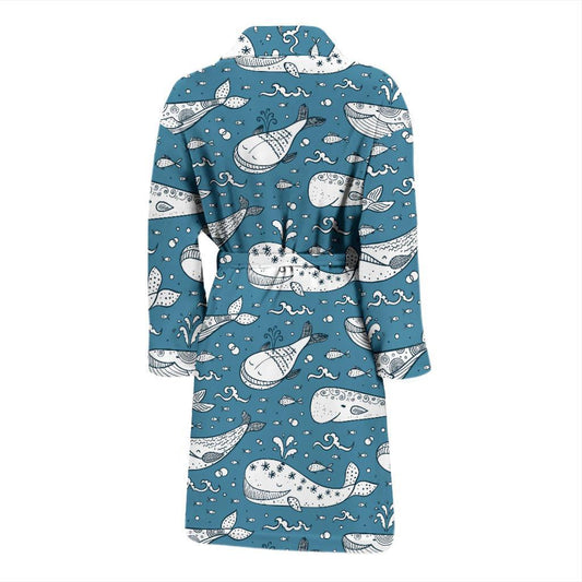 Humpback Whale Pattern Print Design 03 Men Bathrobe-JORJUNE.COM