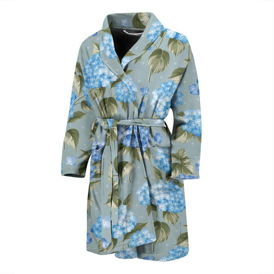 Hydrangea Pattern Print Design 01 Men Bathrobe-JORJUNE.COM