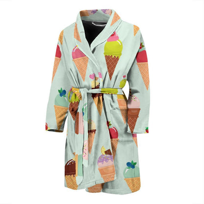 Ice Cream Pattern Print Design 03 Men Bathrobe-JORJUNE.COM