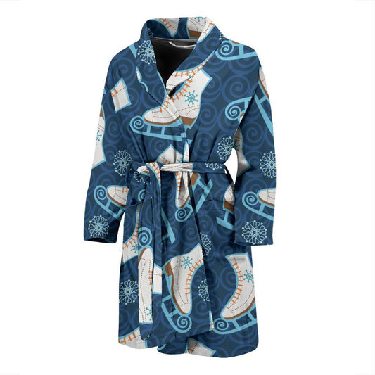 Ice Skate Pattern Print Design 01 Men Bathrobe-JORJUNE.COM