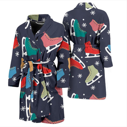 Ice Skate Pattern Print Design 04 Men Bathrobe-JORJUNE.COM