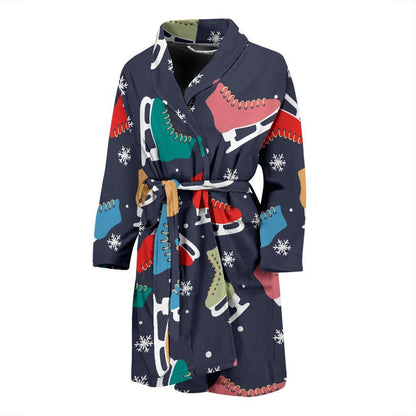Ice Skate Pattern Print Design 04 Men Bathrobe-JORJUNE.COM