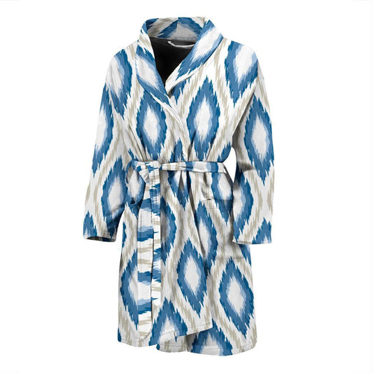 Ikat Pattern Print Design 02 Men Bathrobe-JORJUNE.COM
