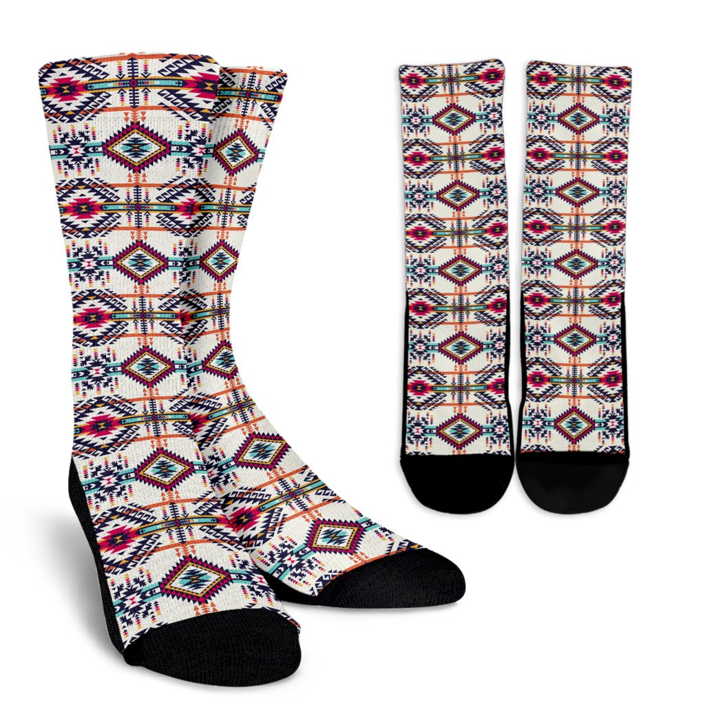 Indian Navajo Art Themed Design Print Crew Socks
