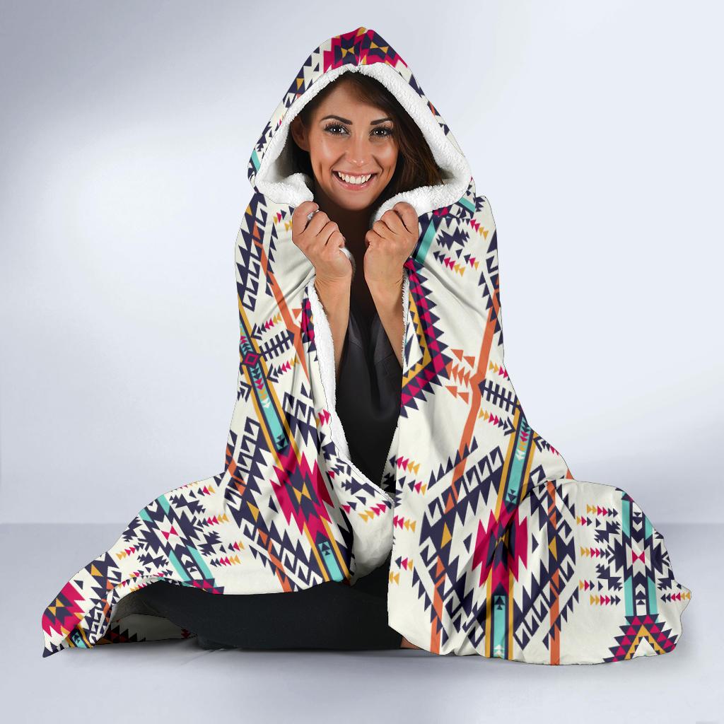 Indian Navajo Art Themed Design Print Hooded Blanket-JTAMIGO.COM