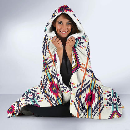 Indian Navajo Art Themed Design Print Hooded Blanket-JTAMIGO.COM
