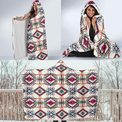 Indian Navajo Art Themed Design Print Hooded Blanket-JTAMIGO.COM
