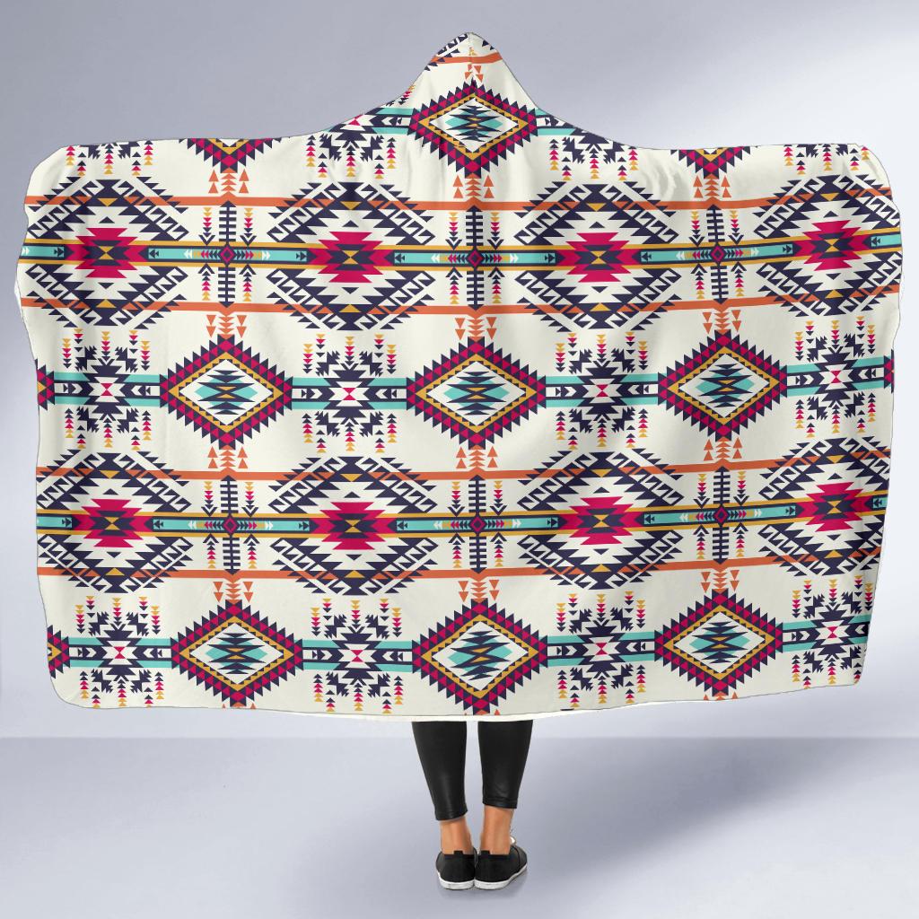 Indian Navajo Art Themed Design Print Hooded Blanket-JTAMIGO.COM