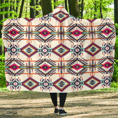 Indian Navajo Art Themed Design Print Hooded Blanket-JTAMIGO.COM