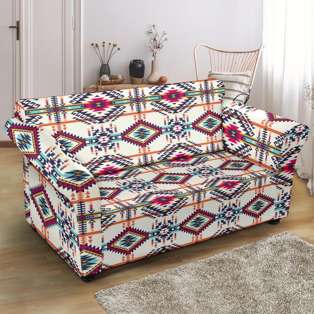 Indian Navajo Art Themed Design Print Loveseat Slipcover-JTAMIGO.COM