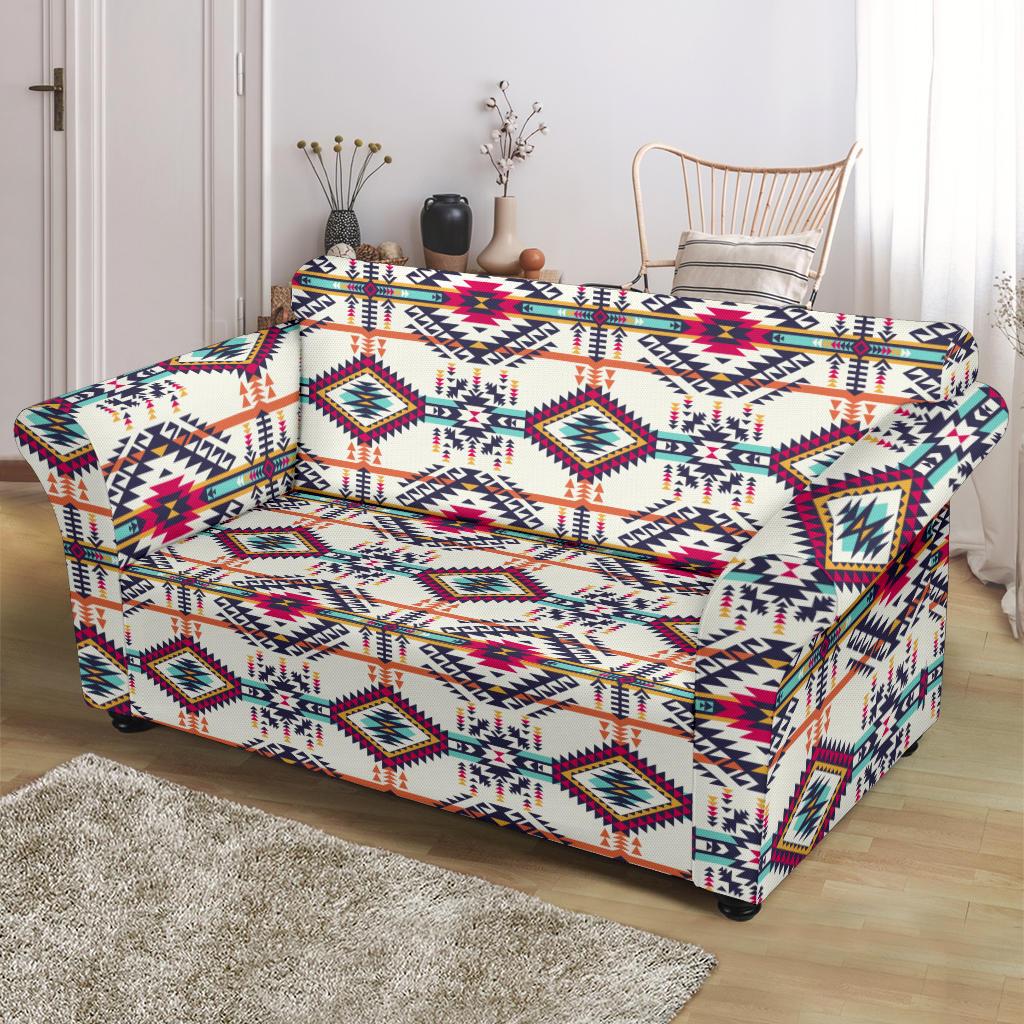 Indian Navajo Art Themed Design Print Loveseat Slipcover-JTAMIGO.COM