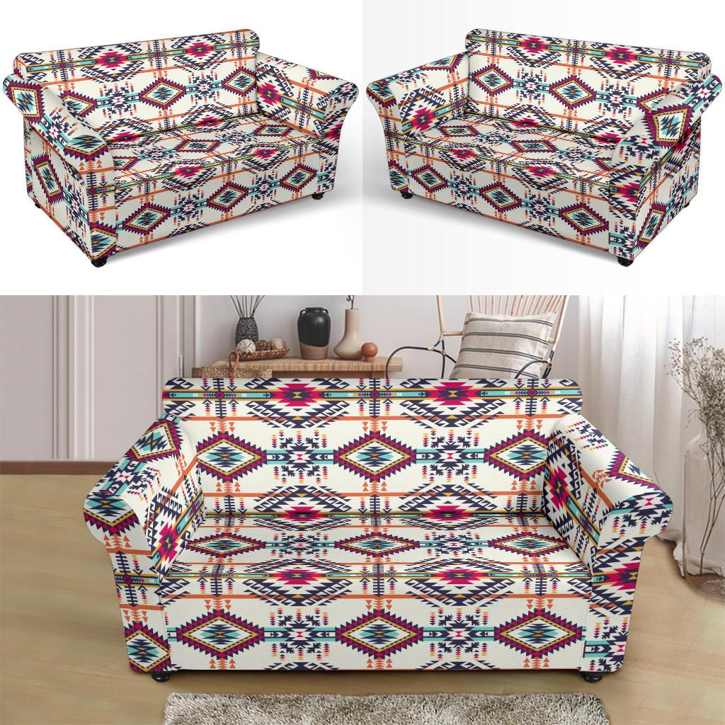 Indian Navajo Art Themed Design Print Loveseat Slipcover-JTAMIGO.COM