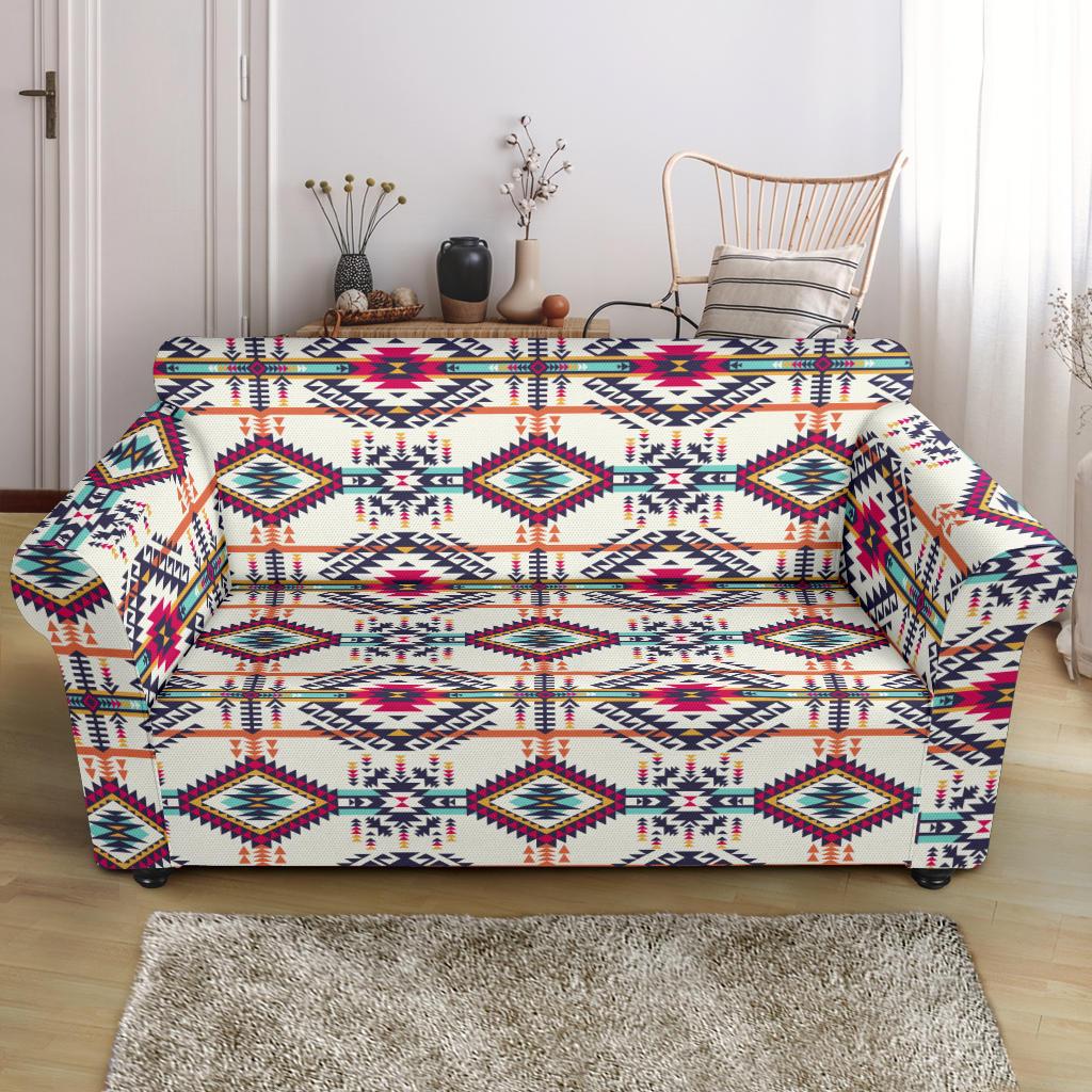 Indian Navajo Art Themed Design Print Loveseat Slipcover-JTAMIGO.COM