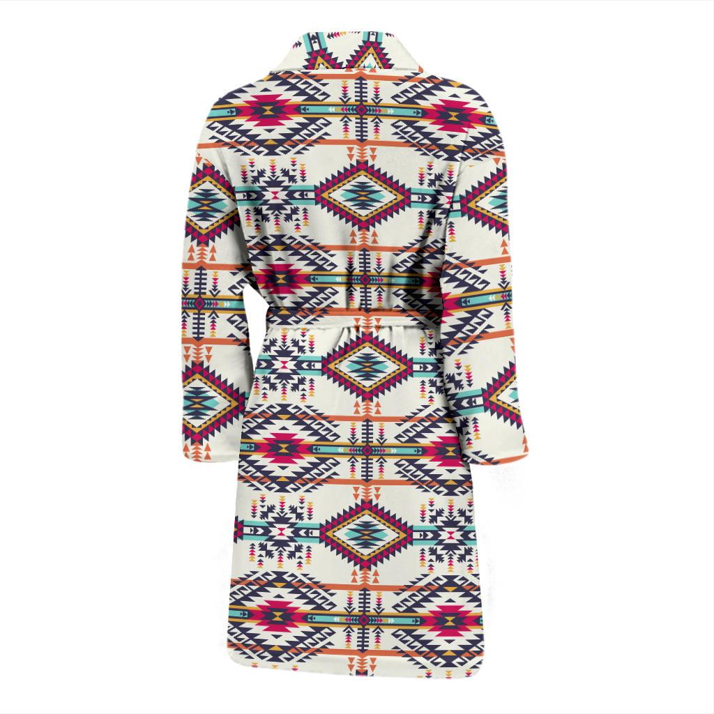 Indian Navajo Art Themed Design Print Men Bath Robe-JTAMIGO.COM
