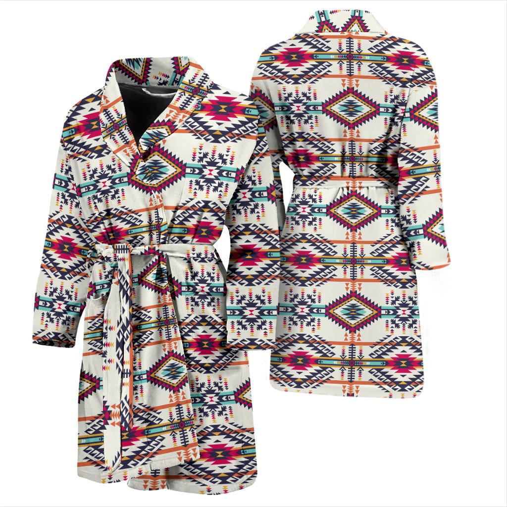 Indian Navajo Art Themed Design Print Men Bath Robe-JTAMIGO.COM