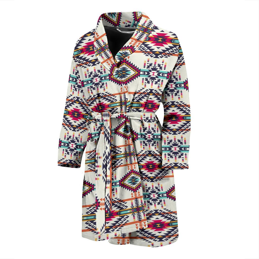 Indian Navajo Art Themed Design Print Men Bath Robe-JTAMIGO.COM