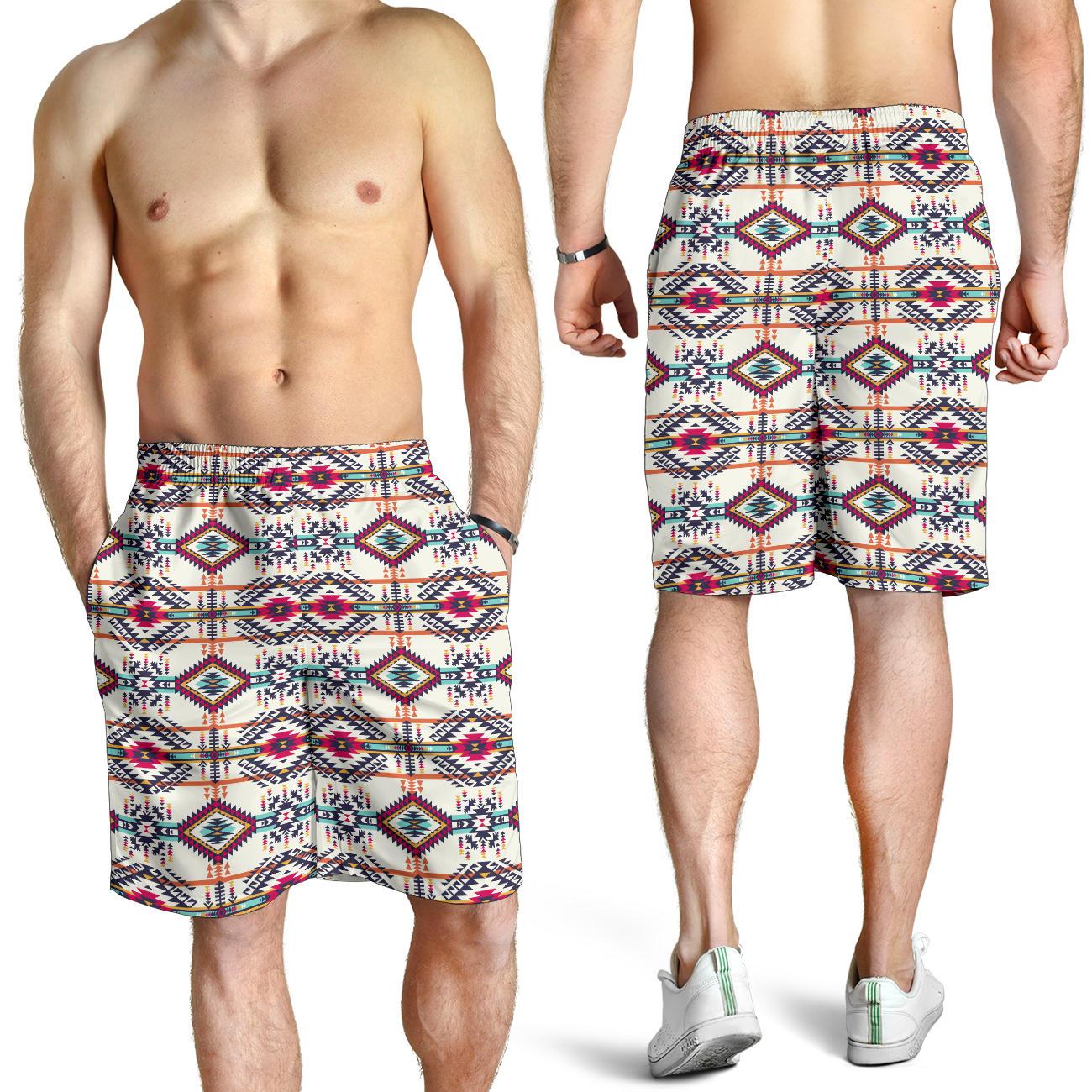 Indian Navajo Art Themed Design Print Mens Shorts-JTAMIGO.COM