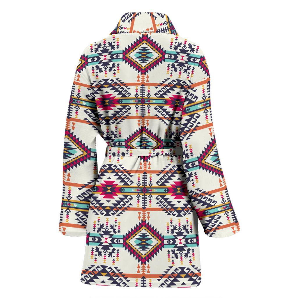 Indian Navajo Art Themed Design Print Women Bath Robe-JTAMIGO.COM