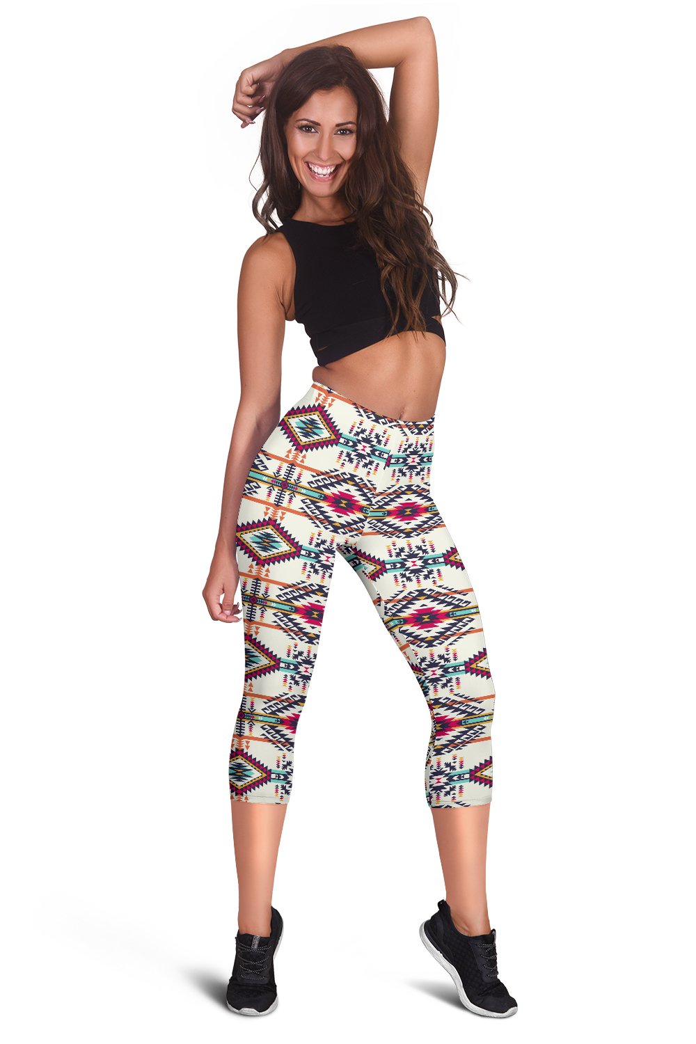 Indian Navajo Art Themed Design Print Women Capris