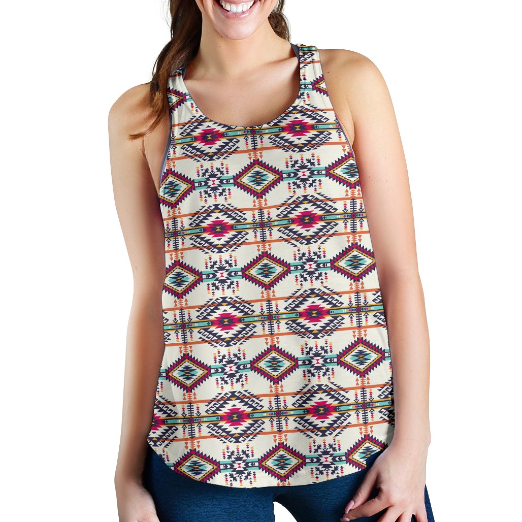 Indian Navajo Art Themed Design Print Women Racerback Tank Top