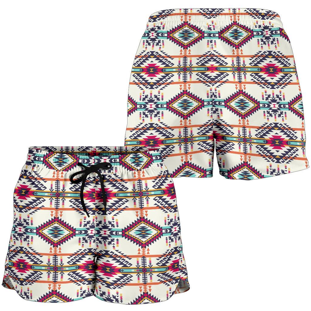 Indian Navajo Art Themed Design Print Women Shorts-JTAMIGO.COM