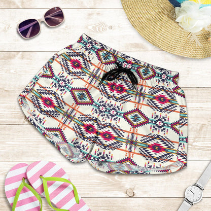Indian Navajo Art Themed Design Print Women Shorts-JTAMIGO.COM