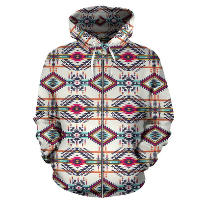 Indian Navajo Art Themed Design Print Zip Up Hoodie