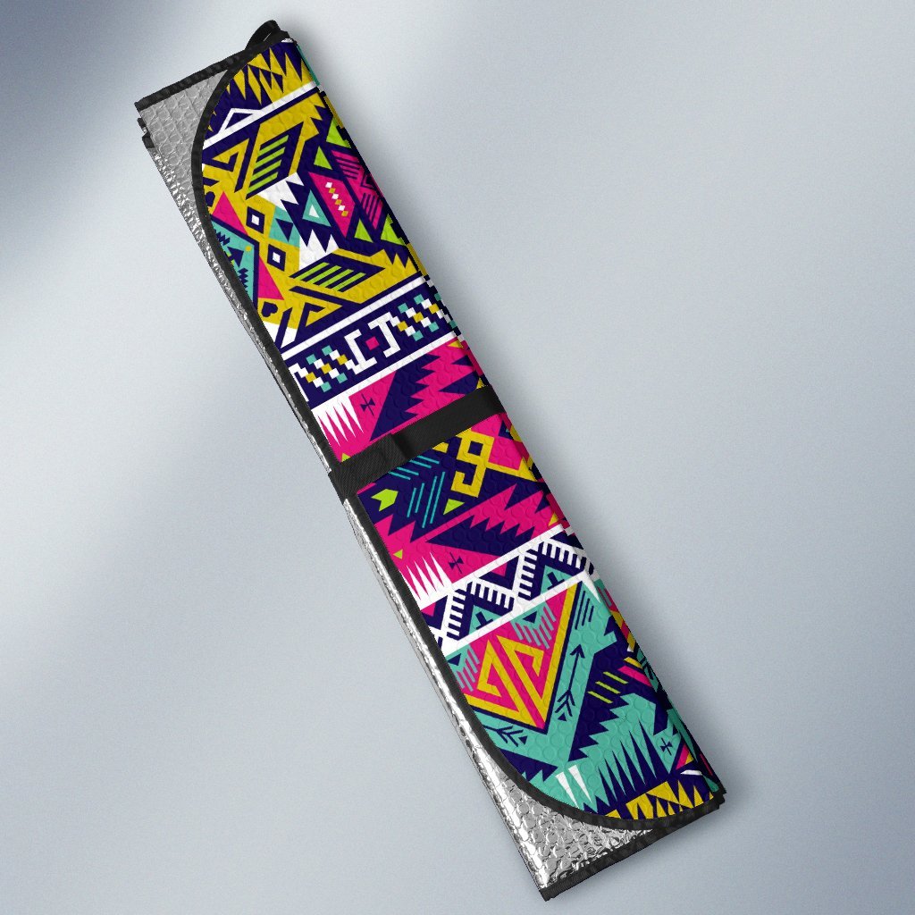 Indian Navajo Color Themed Design Print Car Sun Shade For Windshield