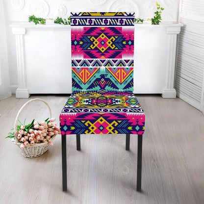 Indian Navajo Color Themed Design Print Dining Chair Slipcover-JTAMIGO.COM