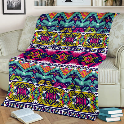 Indian Navajo Color Themed Design Print Fleece Blanket