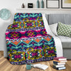 Indian Navajo Color Themed Design Print Fleece Blanket