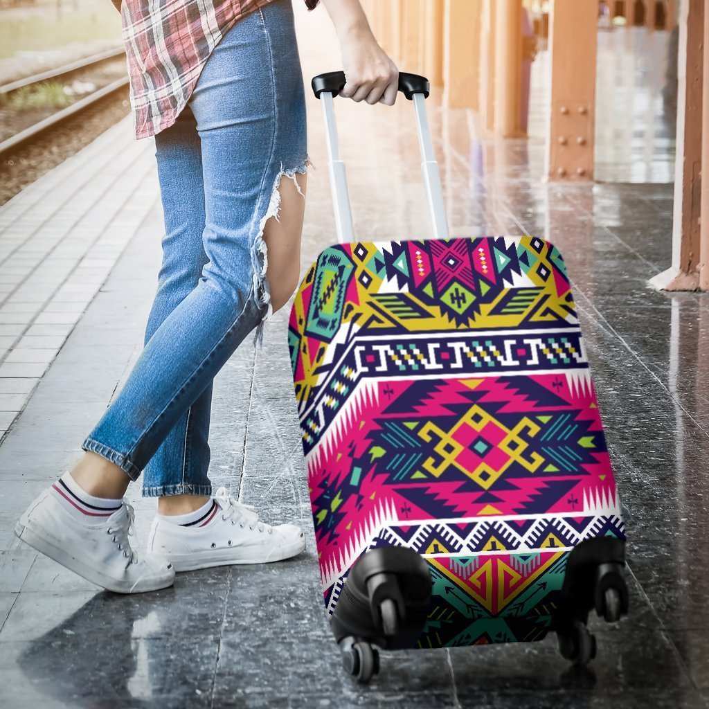 Indian Navajo Color Themed Design Print Luggage Cover Protector