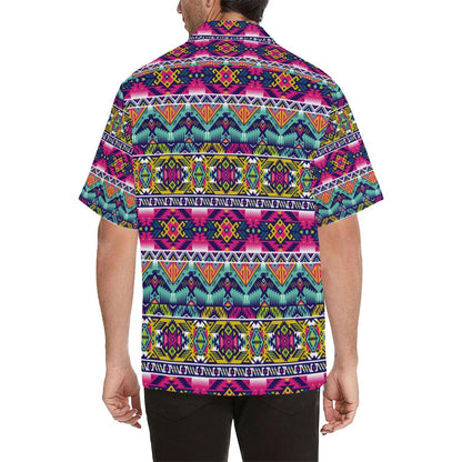 Indian Navajo Color Themed Design Print Men Aloha Hawaiian Shirt