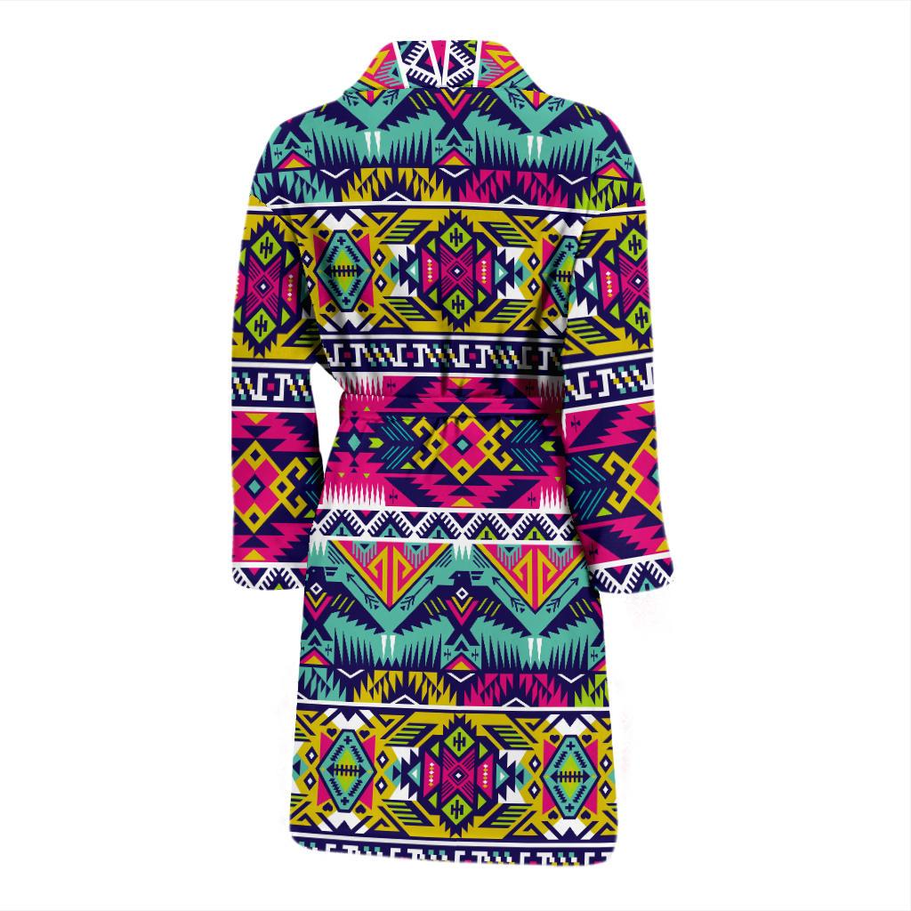 Indian Navajo Color Themed Design Print Men Bath Robe-JTAMIGO.COM